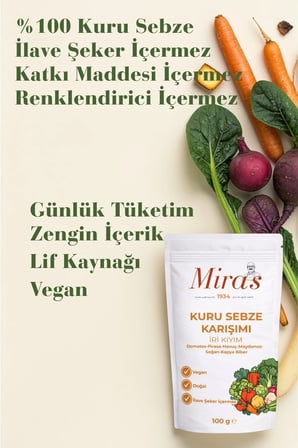 Kuru Sebze Karışımı İri Kıyım - 100 g - Doğal Sebze Tozu