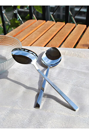 2'li Paslanmaz Çelik Servis Kaşığı Sunum Kaşık 22 Cm