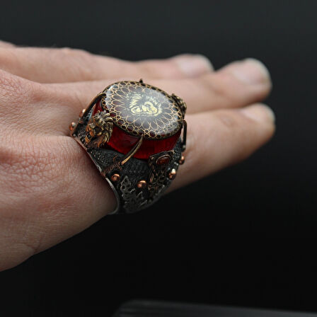 Aslan Figürlü Gümüş Yüzük