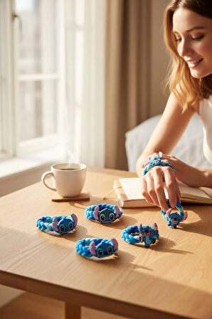 4'lü Set Stitch Figürlü Toka - Mavi