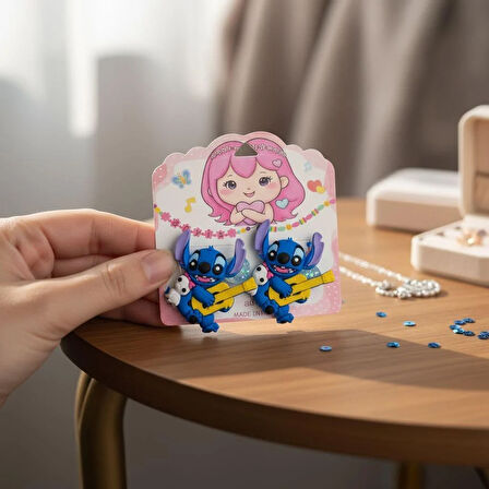 2'li Set Stitch Gitar Figürlü Toka - Mavi