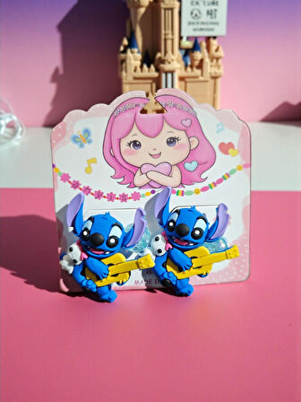 2'li Set Stitch Gitar Figürlü Toka - Mavi
