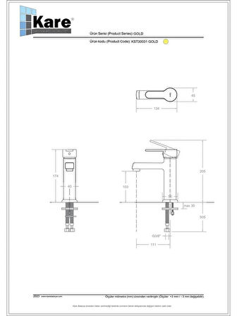 KARE STİL LAVABO BATARYASI