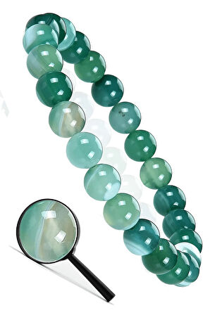 Sertifikalı Aaa Kalite Doğal Yeşil Akik Taşı Bileklik Doğal Yeşil Renk