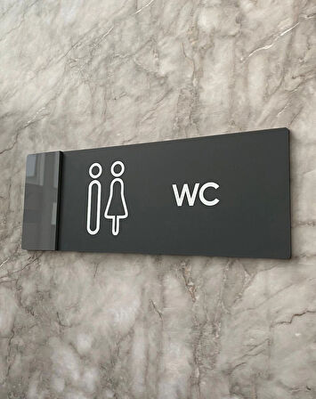 Klasik Seri Mat Antrasit WC Kapı İsimliği Yönlendirme Levhası