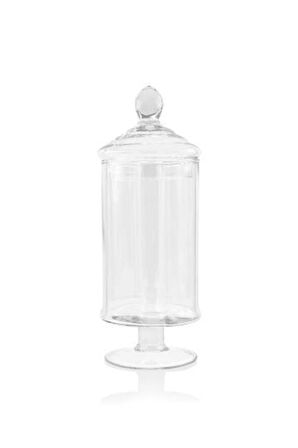 The Mia Scatola Kapaklı Ayaklı Sunum Kavanoz 34x12 Cm Cam0226