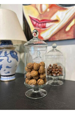 The Mia Scatola Kapaklı Ayaklı Sunum Kavanoz 34x12 Cm Cam0226