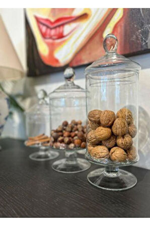 The Mia Scatola Kapaklı Ayaklı Sunum Kavanoz 34x12 Cm Cam0226