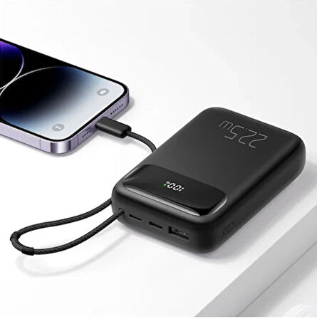 Mcdodo Mc-3253 22.5w 10000mah İphone Şarj Kablolu Powerbank Siyah