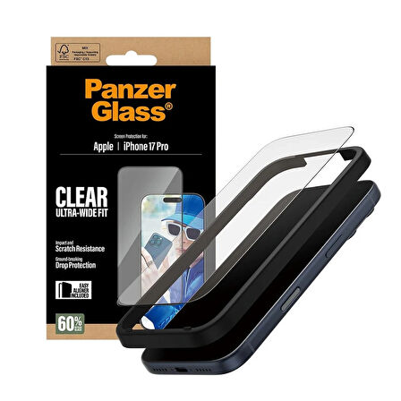 PanzerGlass iPhone 17 Pro UWF Şeffaf Cam Ekran Koruyucu (Hizalama Aparatlı)