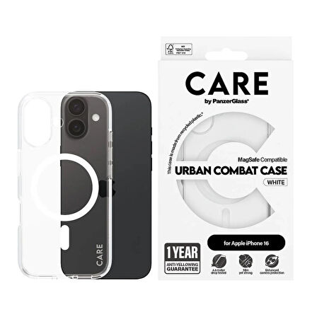 PanzerGlass Care by iPhone 16 Flagship Urban Combat MagSafe Şeffaf Kılıf