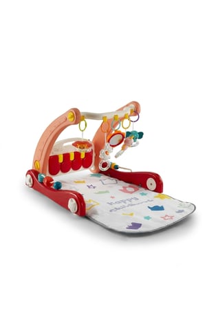2 In 1 Piano Rack & Walker Pembe- Eğitici Bebek Aktivite Masası ve İlk Adım Yürüteç (Piyanolu Oyun Halısı)