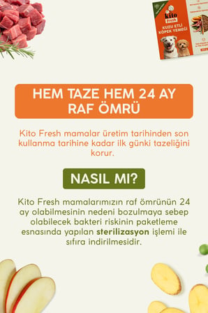 Kito Kuzu Etli Yetişkin Köpek Maması 15 Kg + 6 Adet Kito Fresh Kuzu Etli %100 Taze İçerikli Mama