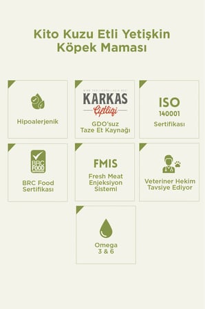 Kito Kuzu Etli Yetişkin Köpek Maması 2,5 Kg + 6 Adet Kito Fresh Hindi Etli %100 Taze İçerikli Mama