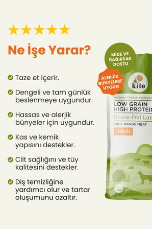 Kito Kuzu Etli Yetişkin Köpek Maması 2,5 Kg + 6 Adet Kito Fresh Somon Etli %100 Taze İçerikli Mama
