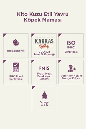Kito Kuzu Etli Yavru Köpek Maması 2,5 KG + 6 Adet Kito Fresh Hindi Etli %100 Taze İçerikli Mama
