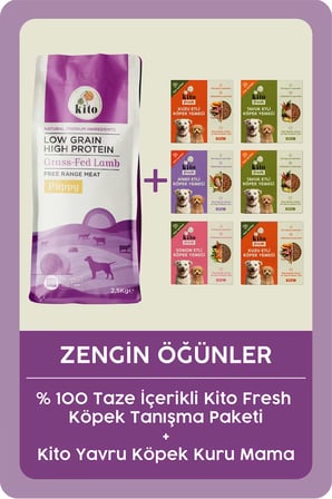 Kito Kuzu Etli Yavru Köpek Maması 2,5 KG + Kito Fresh %100 Taze İçerikli Mama Tanışma Paketi