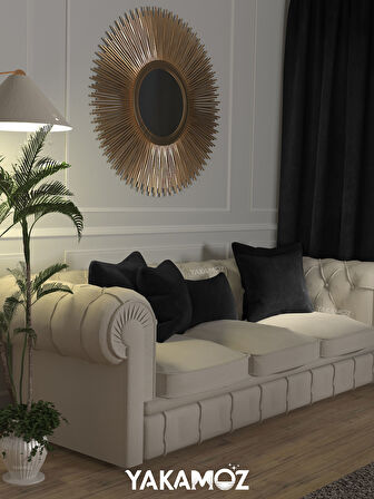 Yakamoz Siyah Kırlent , Yastık Kılıfı Kadife Görünümlü Velvet Touch Serisi