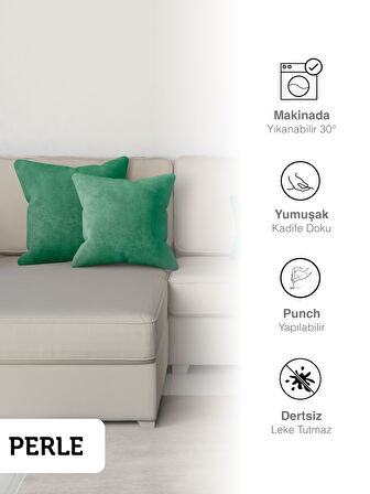 Perle Home Daily Series Zümrüt Yeşili Rengi Kırlent Yastık Kılıfı