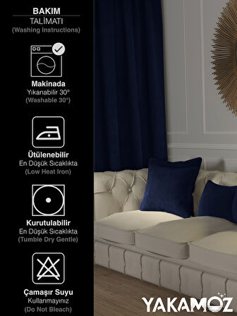 Yakamoz Lacivert Kırlent , Yastık Kılıfı Kadife Görünümlü Velvet Touch Serisi
