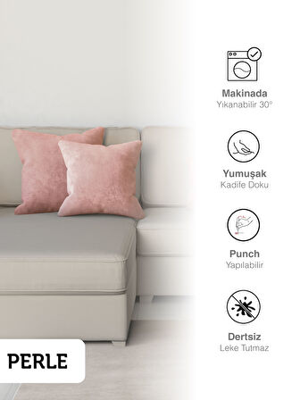 Perle Home Daily Series Buğulu Gül Rengi Kırlent Yastık Kılıfı
