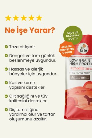 Kito 3 adet 2,5 kg adult mini köpek maması
