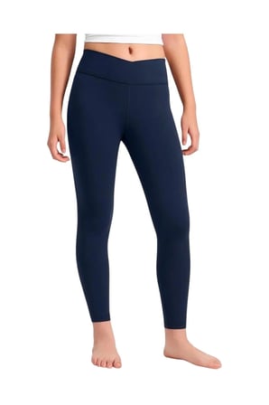 Kız çocuk Cepli Kruvaze Kemer Yüksek Bel, Günlük, Koşu, Yürüyüş, Yoga, Spor, Egzersiz, Fitness Tayt — Lacivert