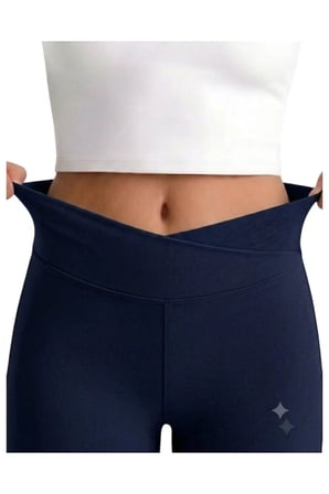Kız çocuk Cepli Kruvaze Kemer Yüksek Bel, Günlük, Koşu, Yürüyüş, Yoga, Spor, Egzersiz, Fitness Tayt — Lacivert