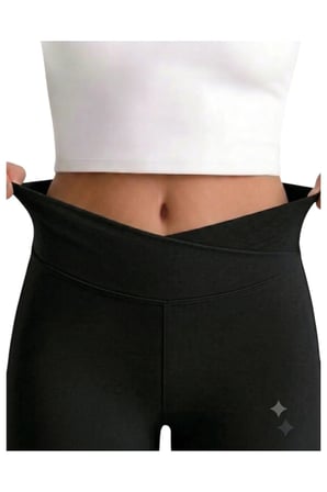 Kız çocuk Cepli Kruvaze Kemer Yüksek Bel, Günlük, Koşu, Yürüyüş, Yoga, Spor, Egzersiz, Fitness Tayt — Siyah