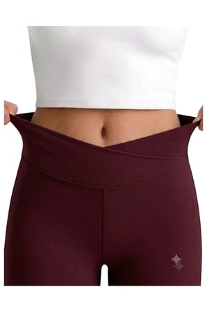 Kız çocuk Cepli Kruvaze Kemer Yüksek Bel, Günlük, Koşu, Yürüyüş, Yoga, Spor, Egzersiz, Fitness Tayt — Bordo