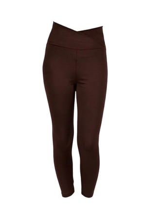 Kız çocuk Cepli Kruvaze Kemer Yüksek Bel, Günlük, Koşu, Yürüyüş, Yoga, Spor, Egzersiz, Fitness Tayt — Kahve