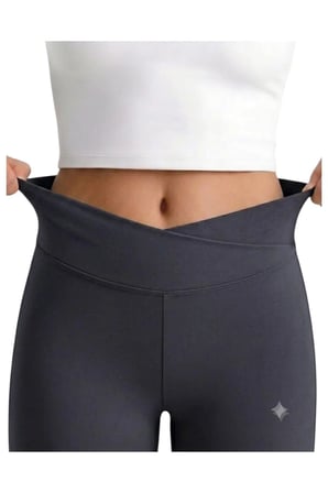 Kız çocuk Cepli Kruvaze Kemer Yüksek Bel, Günlük, Koşu, Yürüyüş, Yoga, Spor, Egzersiz, Fitness Tayt — Füme