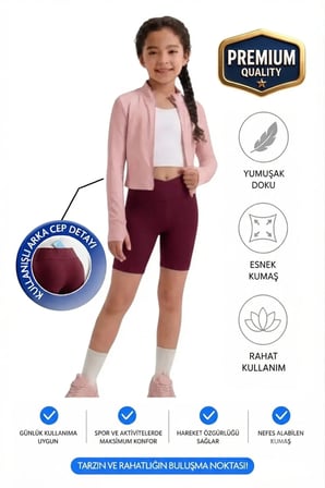 Kız çocuk Cepli Kruvaze Kemer Yüksek Bel Biker Günlük Koşu Yürüyüş Yoga Spor Voleybol Fitness Kısa Tayt — Bordo