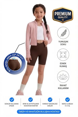 Kız çocuk Cepli Kruvaze Kemer Yüksek Bel Biker Günlük Koşu Yürüyüş Yoga Spor Voleybol Fitness Kısa Tayt — Kahve