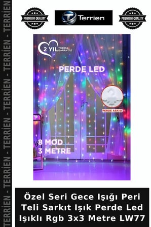 Özel Seri Gece Işığı Peri Teli Sarkıt Işık Perde Led Işıklı Rgb 3x3 Metre LW77