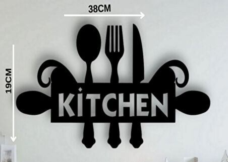 Kitchen Yazılı Mutfak Temalı Lazer Kesim Duvar Süsü