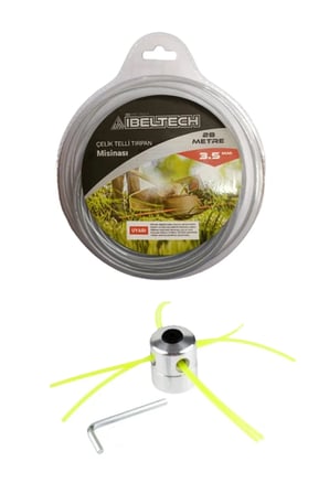 Motorlu Tırpan Örümcek Başlık - Universal + Ibeltech 3.5 mm Çelik Telli Güçlendirilmiş Pro