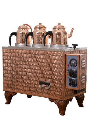 Kutlu Sadrazam 3 Demlikli Bakır Çay Kazanı (ELEKTRİKLİ)