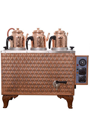 Kutlu Sadrazam 3 Demlikli Bakır Çay Kazanı (ELEKTRİKLİ)