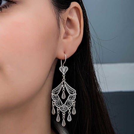 Gümüş Telkari Sallantılı Kadın Küpe