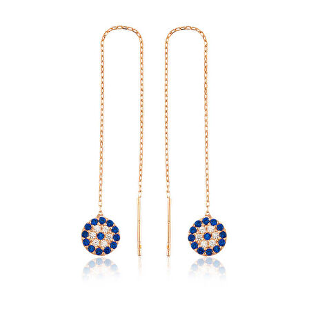 925 Ayar Gümüş Zincirli Nazar Küpe