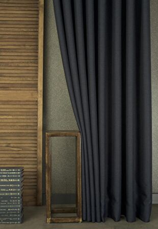 Massarelli Fon Perde Keten Koyu Lacivert 1-3 Sık Pile  