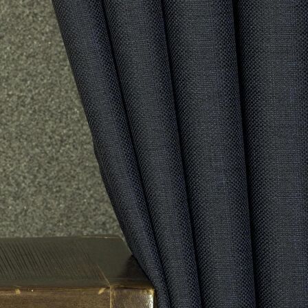 Massarelli Fon Perde Keten Koyu Lacivert 1-3 Sık Pile  