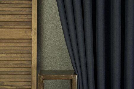 Massarelli Fon Perde Keten Koyu Lacivert 1-3 Sık Pile  