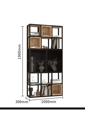 KTP4018 Siyah Metal Kitaplık 100x30x190 cm