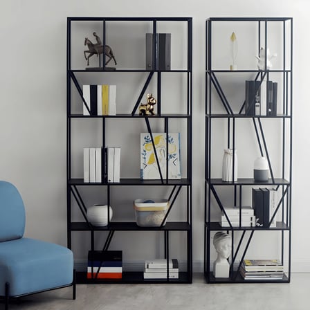 KTP678 Modern Dikdörtgen Kitaplık Metal Raflı Metal İskeletli