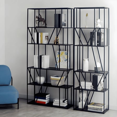 KTP678 Modern Dikdörtgen Kitaplık Metal Raflı Metal İskeletli