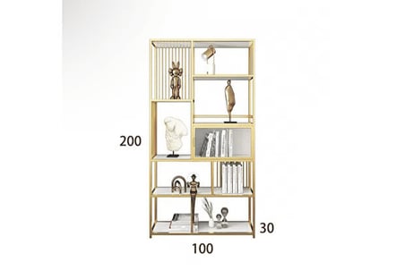 KTP8716 Siyah Metal Kitaplık 100x30x200 cm