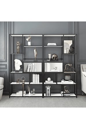 KTP8716 Siyah Metal Kitaplık 100x30x200 cm