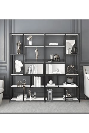 KTP8716 Siyah Metal Kitaplık 100x30x200 cm